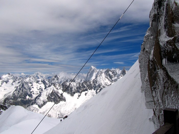 Corde allant  l'Aiguille du Midi, Alpes, Chamonix