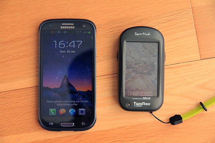 Comparatif Twonav Sportiva 2 avec Galaxy S3