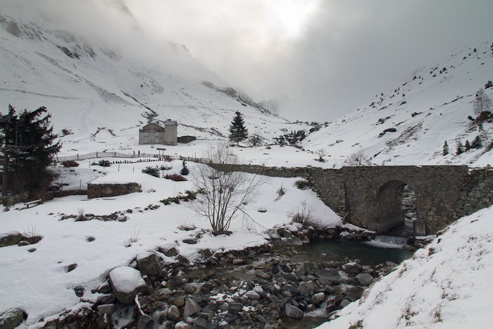 Raquettes  neige au pont de la Gaubie