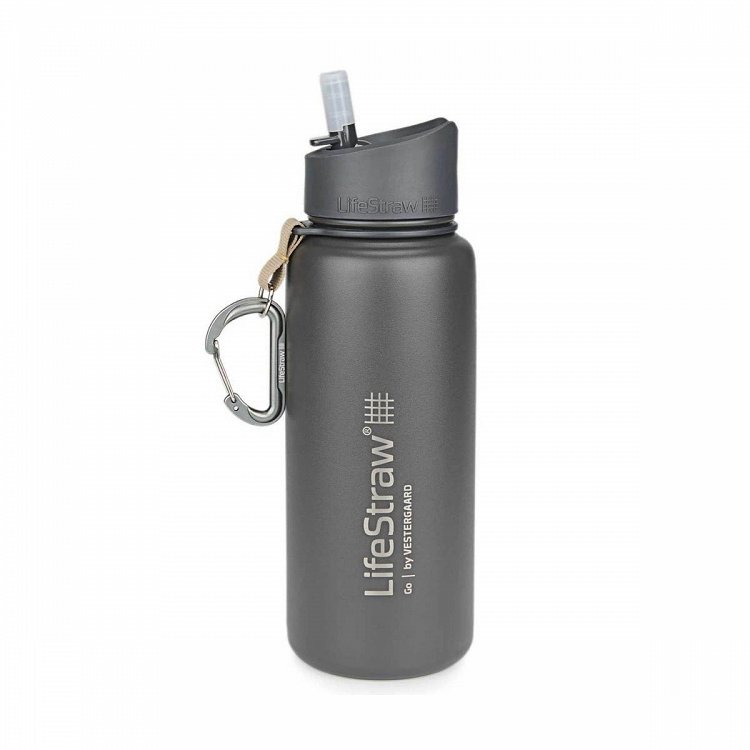 Gourde Lifestraw Go stainless steel grise