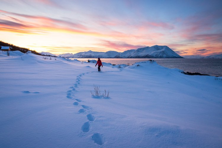 Une randonnée cotière pour découvrir les lumières spectaculaires de la Laponie en hiver
