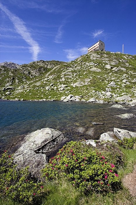 Refuge depuis le lac de la Glre
