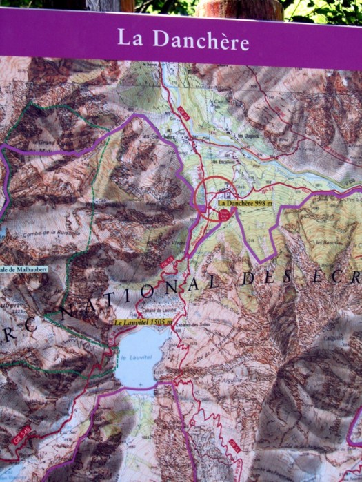 Carte du Massif des Ecrins La Danchre pour arriver au Lac du Lauvitel