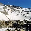 Glacier de Maniportet ( gauche) depuis les lacs Bleus sous le Nouvielle
