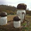 Cpes sculpts dans le bois prs de Monpazier en Dordogne