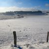 Vue sur le village d'Aubrac sous la neige
