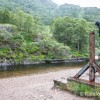 Le cble qui permet de traverser la rivire
