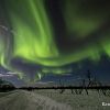 Aurore boréale en hiver dans les Alpes de Lyngen en Norvège
