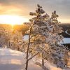 Randonnée au coucher du soleil en Laponie finlandaise