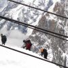 Corde d'alpinistes arrivant  l'Aiguille du Midi