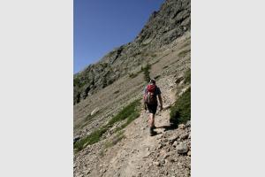Dans la monte en direction du Lac de l'Eychauda