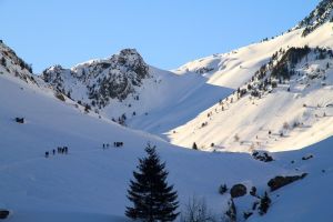 Un groupe de randonneurs nous prcde