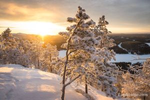 Randonnée au coucher du soleil en Laponie finlandaise