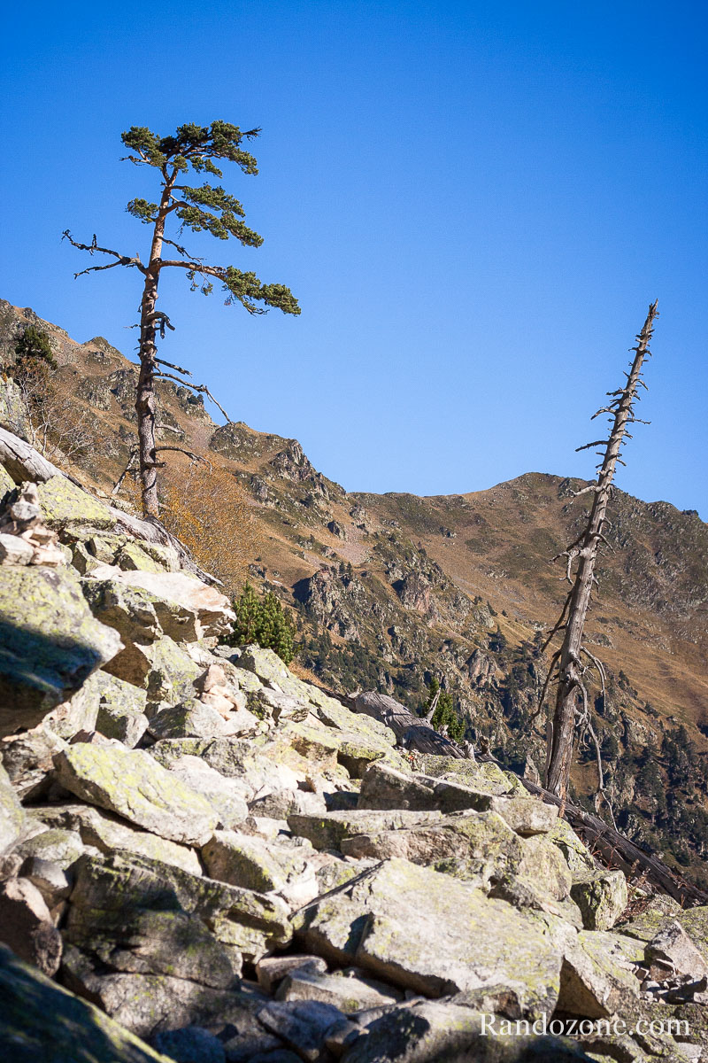 Le sentier monte dans les rochers
