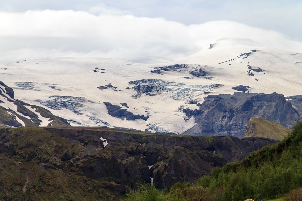 Vue sur le glacier depuis le camping
