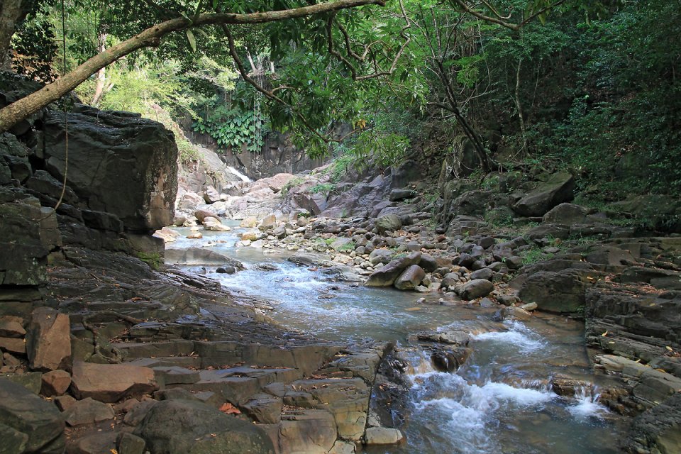 Il faut traverser le ruisseau pour atteindre l'autre rive