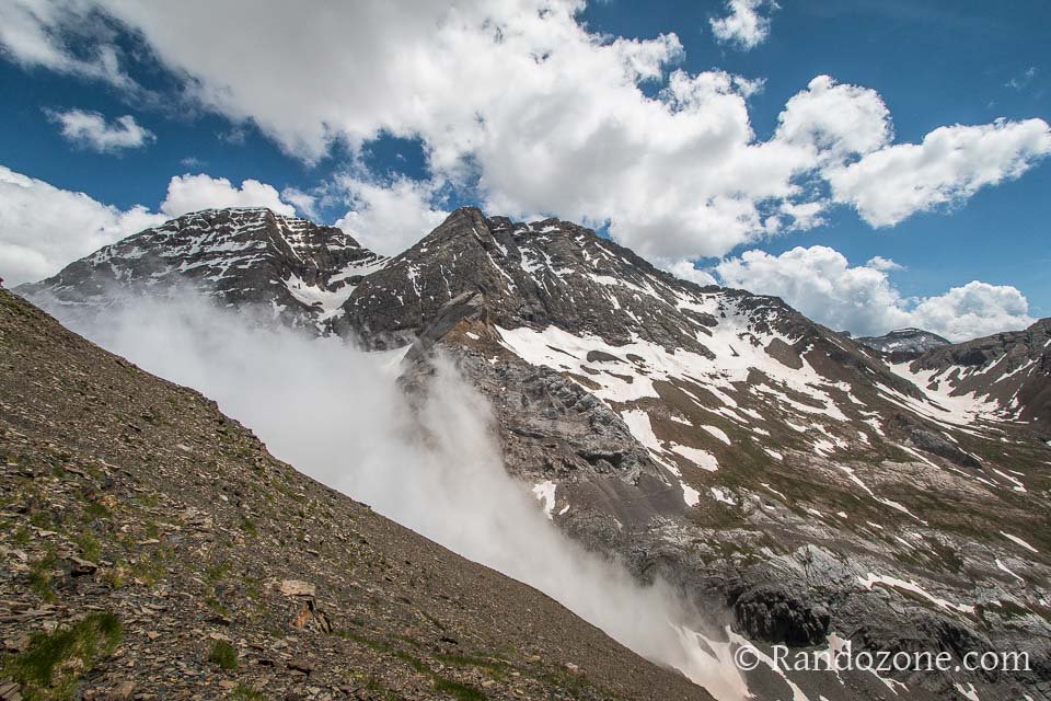 Vue sur le Taillon pendant la monte