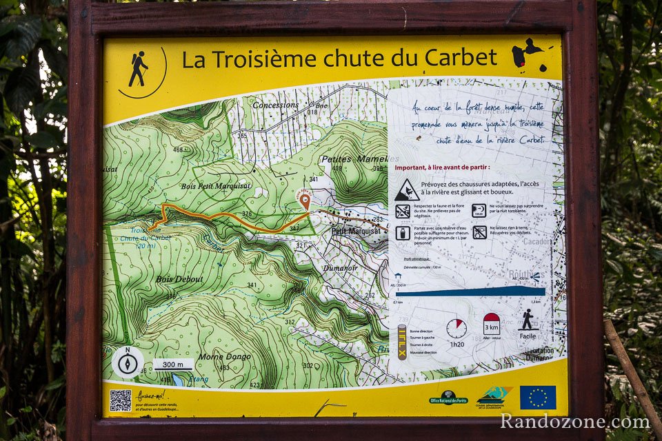 Panneau de la Troisime chute du Carbet