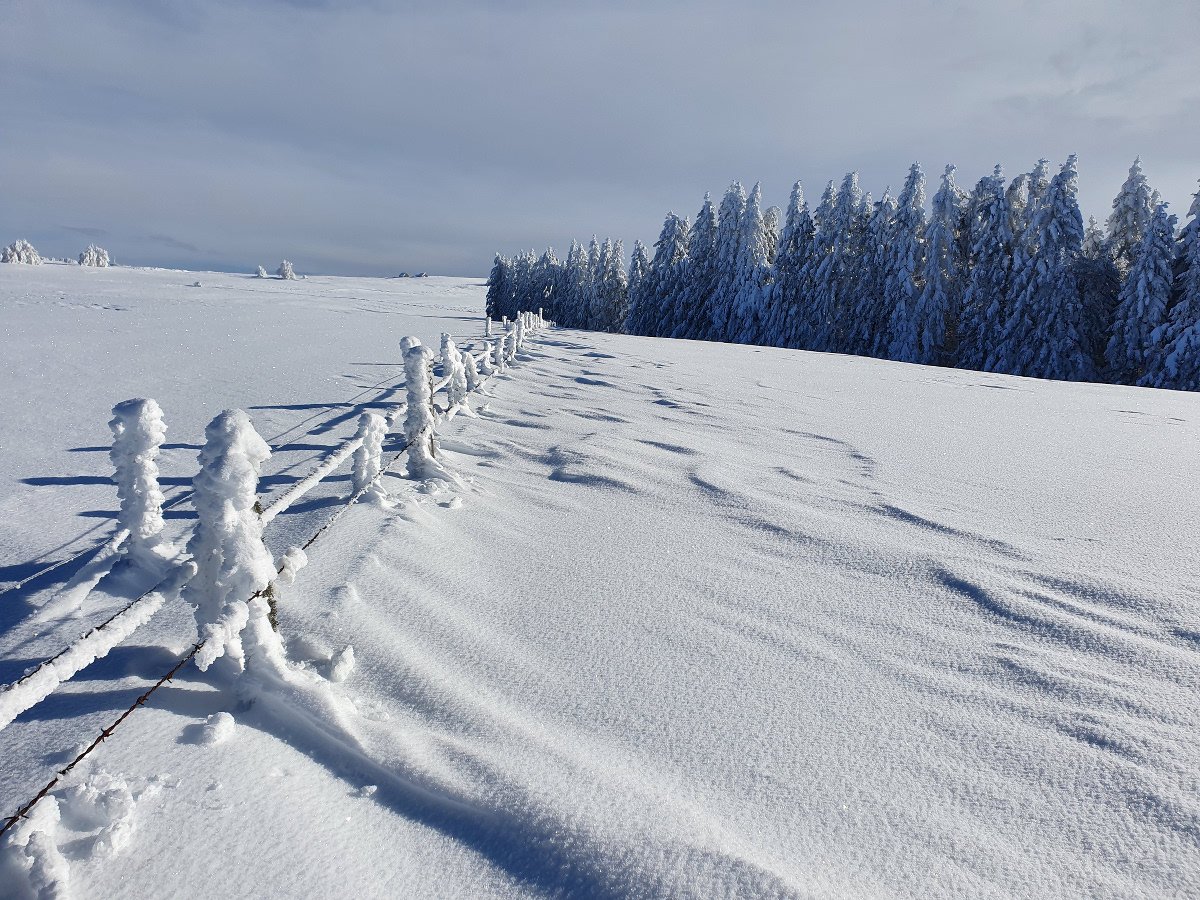 Une clotre ensevelie sous la neige dans le PNR d'Aubrac