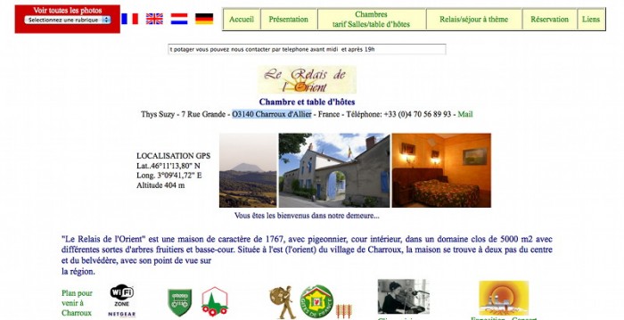 Chambre d'hôtes Relais de l'Orient à Charroux (Susette et Albert Thys) Chambre d'hôtes Relais de l'Orient à Charroux (Susette et Albert Thys)